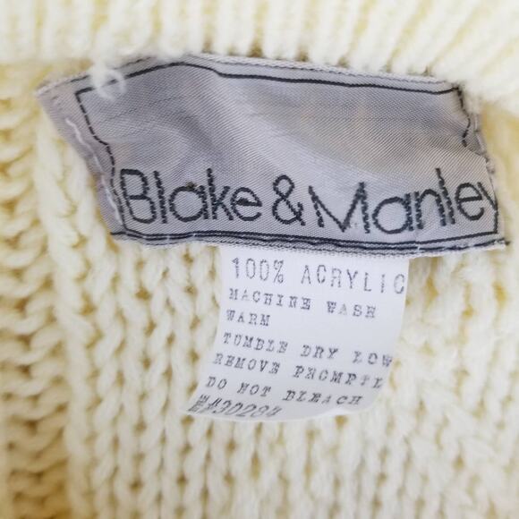 Vintage Blake & Manley Cable Knit Sweater Crew Neck Acrylic No Size Tag - Picture 9 of 10